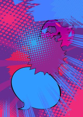 Cartoon purple and blue background, comic book backdrop. Retro vector comics pop art design.のイラスト素材