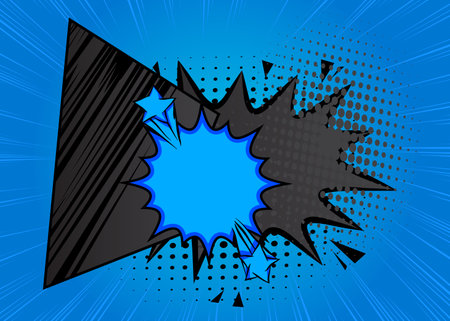 Cartoon Blue and Black background, comic book backdrop. Retro vector comics pop art design.のイラスト素材