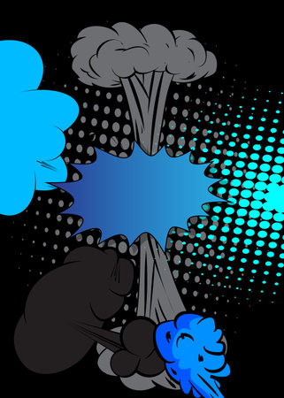 Cartoon Blue and Black background, comic book backdrop. Retro vector comics pop art design.のイラスト素材