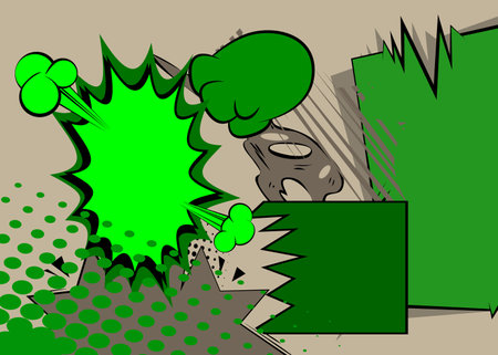 Cartoon Green and Gray background, comic book backdrop. Retro vector comics pop art design.のイラスト素材