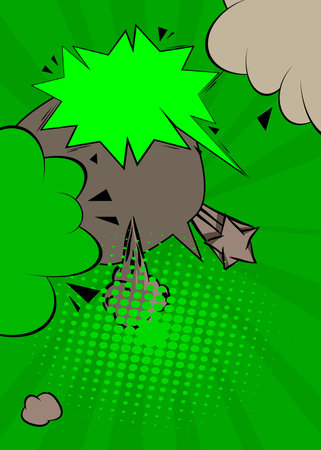 Cartoon Green and Gray background, comic book backdrop. Retro vector comics pop art design.のイラスト素材