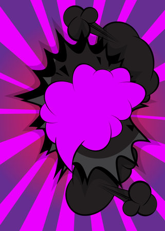 Cartoon black and purple background, classic comic book backdrop. Retro vector comics pop art design.のイラスト素材
