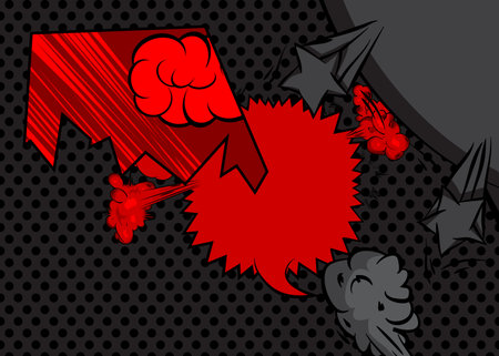 Cartoon red and black background, comic book backdrop. Retro vector comics pop art design.のイラスト素材