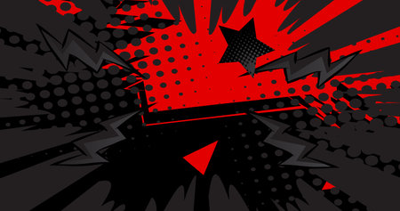 Cartoon red and black background, comic book backdrop. Retro vector comics pop art design.のイラスト素材