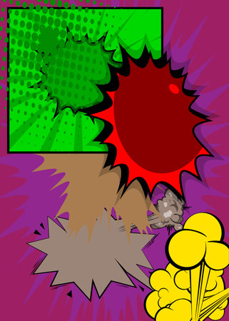 Cartoon background, comic book backdrop. Retro vector comics pop art design.のイラスト素材