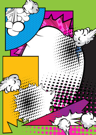 Cartoon Background, comic book backdrop. Retro vector comics pop art design.のイラスト素材