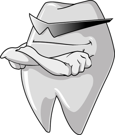 A macho tooth guard is standing folded his hands.のイラスト素材