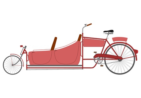 Silhouette of an old recumbent bicycle to transport people.のイラスト素材