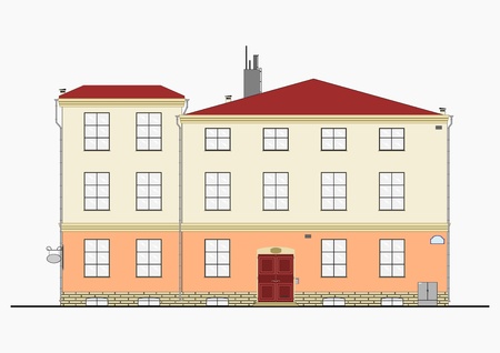 European tenement house. Silhouette of a building on a white background.のイラスト素材