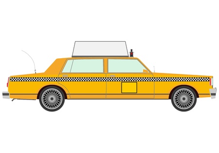 Yellow cab on a white backgroundのイラスト素材