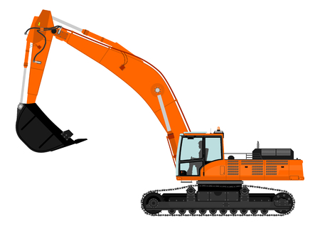 Illustration of orange excavator on tracks  Vector のイラスト素材