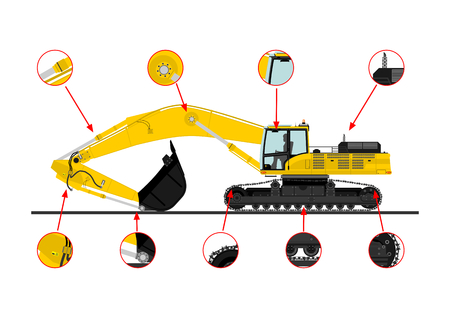 Cartoon heavy excavator on tracks  Vectorのイラスト素材