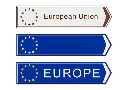 Europe. Signpost on a white background. Rasterの写真素材