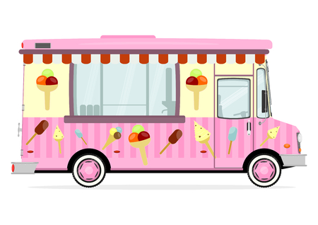 Cartoon street food truck on a white background. Vectorのイラスト素材