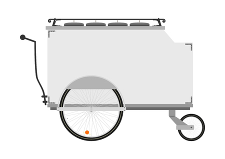 Cartoon street food vendor cart on a white background. Flat vectorのイラスト素材