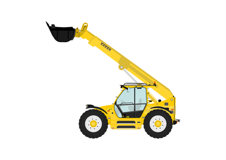 Telescopic handler on a white background. Flat vectorのイラスト素材