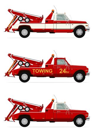 Side view of tow truck. Flat .のイラスト素材