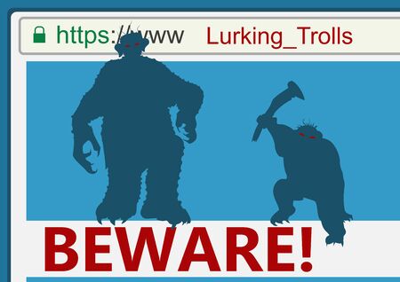 Troll lurking. Flat vector.のイラスト素材