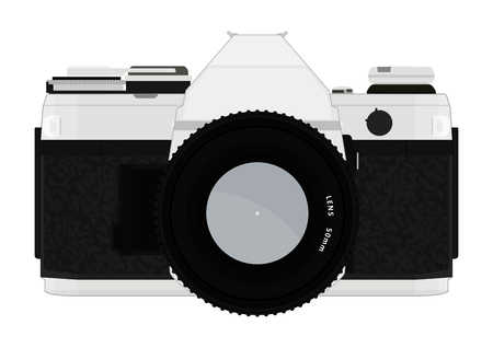 Cartoon retro foto camera. Flat vector.のイラスト素材