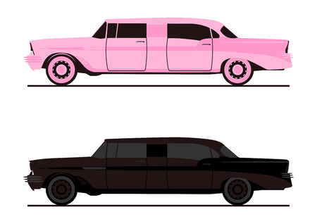 Cartoon stretch limo Flat vector.のイラスト素材