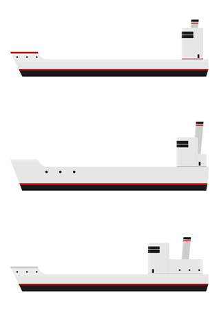 Simplified cargo ship. Element for infographics. Side view. Flat vector.のイラスト素材