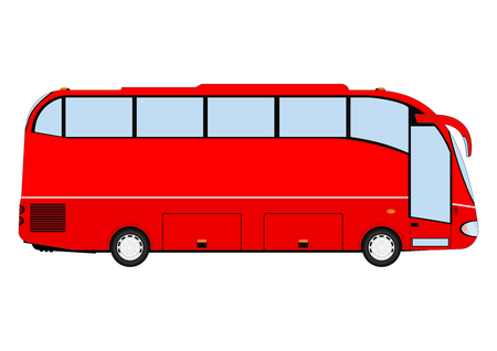 Cartoon bus side view flat vector.のイラスト素材