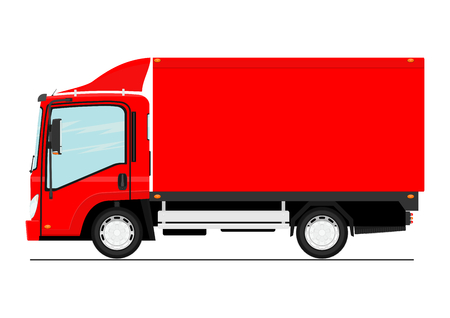 Cartoon modern small truck. Side view Flat vector.のイラスト素材