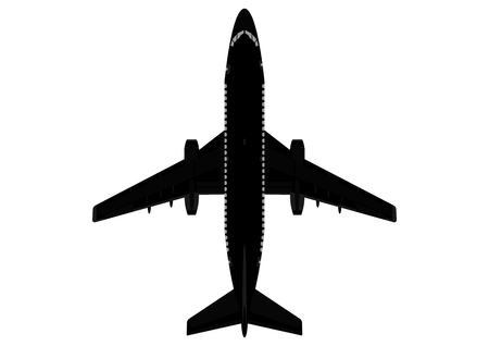 The silhouette of a modern passenger jet. Top view. Flat vector.のイラスト素材