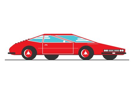 Sports car. A simplified racing car on a white background. Side view. Flat vector.のイラスト素材