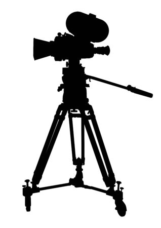 Black silhouette of vintage film camera on a white background. Vector.のイラスト素材
