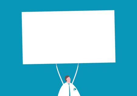 Flat design template with office worker and copy space. Flat vector.のイラスト素材