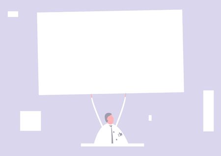 Flat design template with office worker and copy space. Flat vector.のイラスト素材