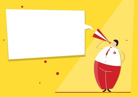 Flat design template with office worker and copy space. Flat vector.のイラスト素材