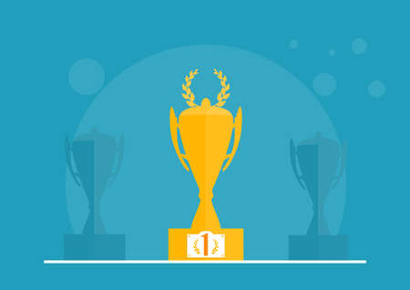 Golden trophy cup. Vector concept for business goals. Flat vector.のイラスト素材