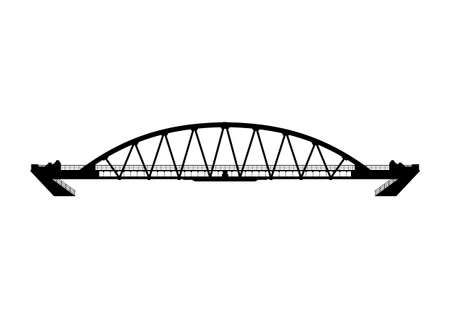 Silhouette of the tied-arch bridge. Vector.のイラスト素材