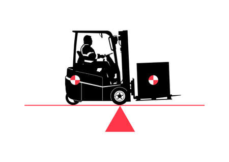 Forklift stability. Forklift hazards concept. Flat vector.のイラスト素材