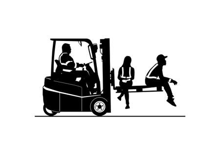 No passengers. Silhouette of the working forklift. Vector.のイラスト素材