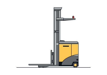 Line vector design of modern scissors reach truck forklift.のイラスト素材