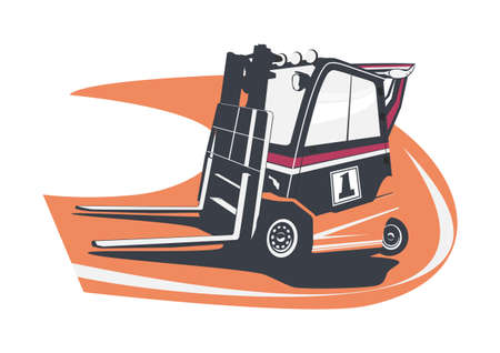 Speeding forklift in racing car style with spoiler. Vector.のイラスト素材