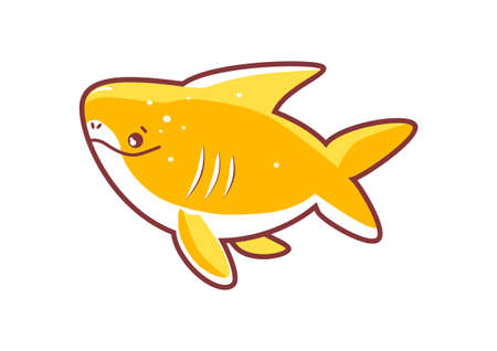 Shark in kawaii style. Limited color vector design.のイラスト素材