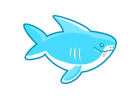 Shark in kawaii style. Limited color vector design.のイラスト素材