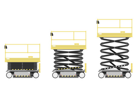 Electric scissor lift work platform. Vector.のイラスト素材