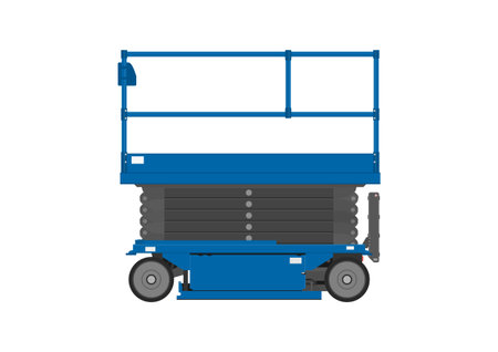Electric scissor lift work platform. Vector.のイラスト素材