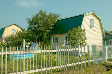 Russia. The cozy seasonal dacha in the village. Easy metal protectionの写真素材
