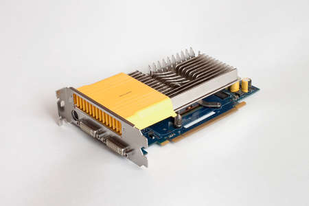 Electronics. A computer detail for reproduction of video on a white backgroundの写真素材