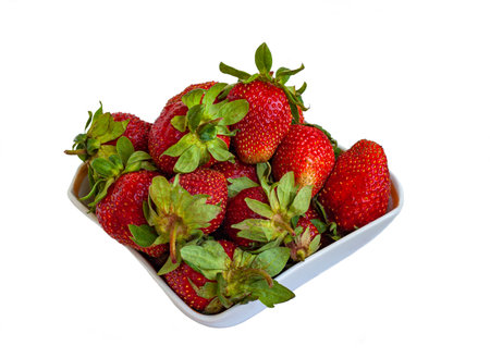 RipeRed Sweet Strawberry Berria in Plateの写真素材