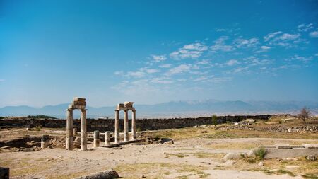 Ruins of ancient Hierapolis, Pamukkale, Turkeyの写真素材