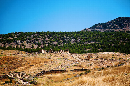 Ruins of ancient Hierapolis, Pamukkale, Turkeyの写真素材