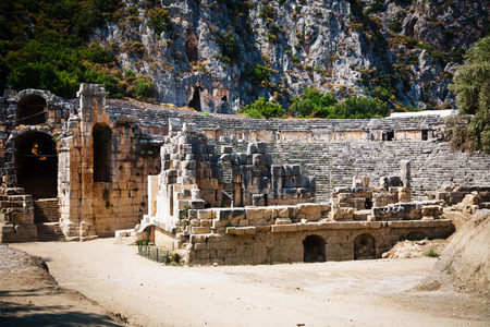 Ancient ruined theatre in Myra in Turkeyの写真素材