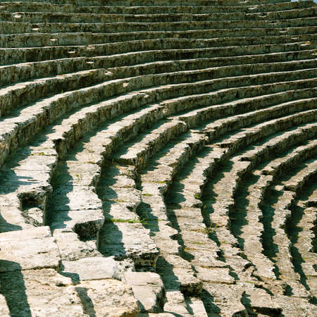 Stage of ancient ruined theatre in Hierapolis in Turkey